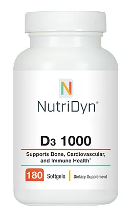 D3 1000 – Vitamin D3 supplement for bone, cardiovascular, and immune health.