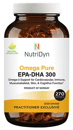 Omega Pure EPA-DHA 300 – Omega-3 supplement for cardiovascular, immune, musculoskeletal, skin, and cognitive health support.